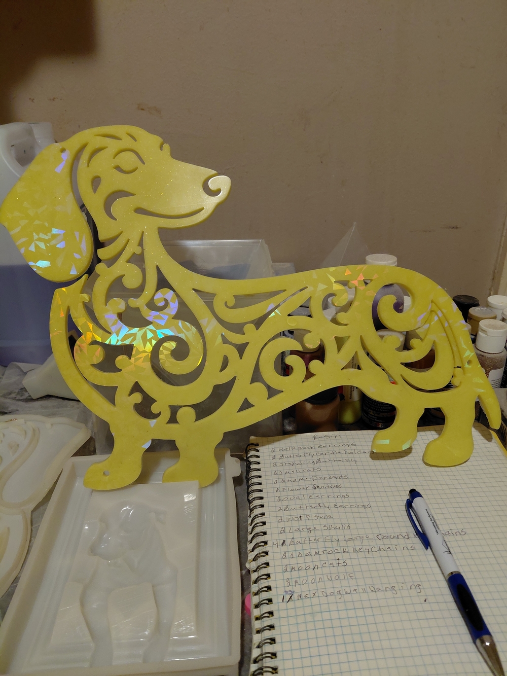 Yellow Decorative Dachshund Dog Wall Hanging - Decorative Pet Accent